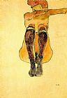 Seated nude girl by Egon Schiele